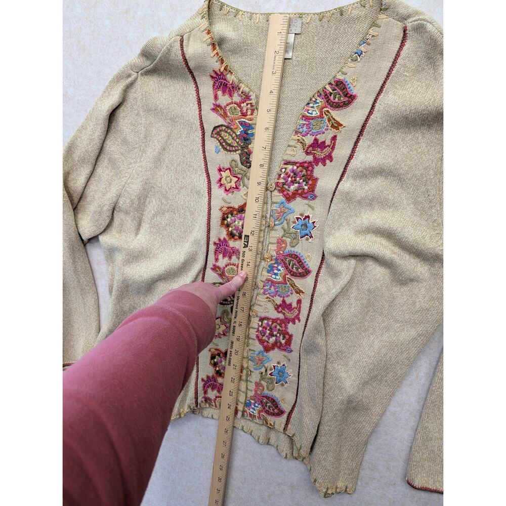 Sigrid Olsen Sport Cardigan Granny Sweater Women's 2x Embroidery Embellishments - Picture 5 of 6
